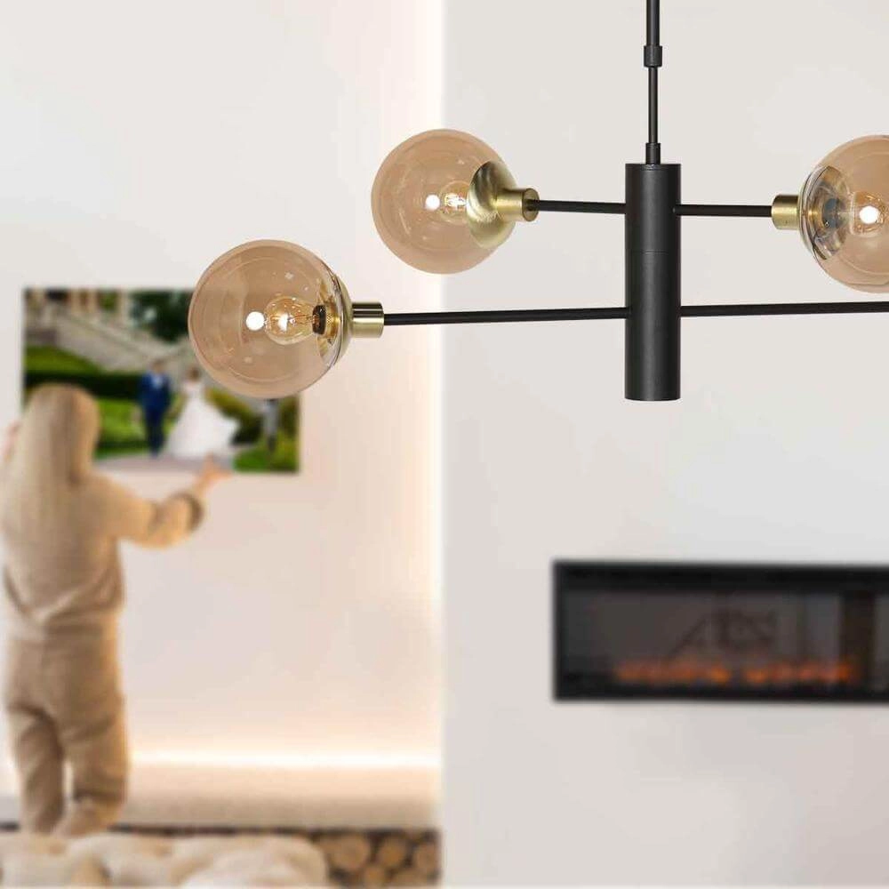 Suspension design Constellation noir avec verre ambré Steinhauer 8712746173048