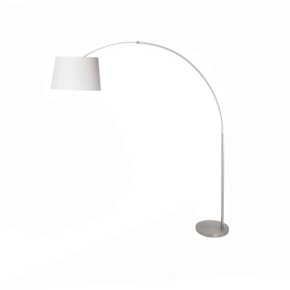 Lampe à arc Stresa gris avec abat-jour blanc