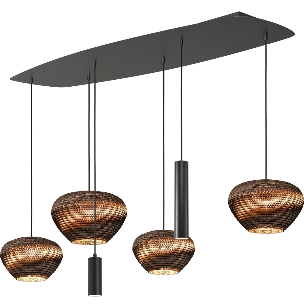Lampe suspendue Carta Trendy avec des cagoules Think Paper - noires