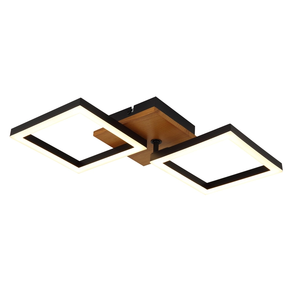 Lampe de plafond à design Kerry noir avec un aspect bois
