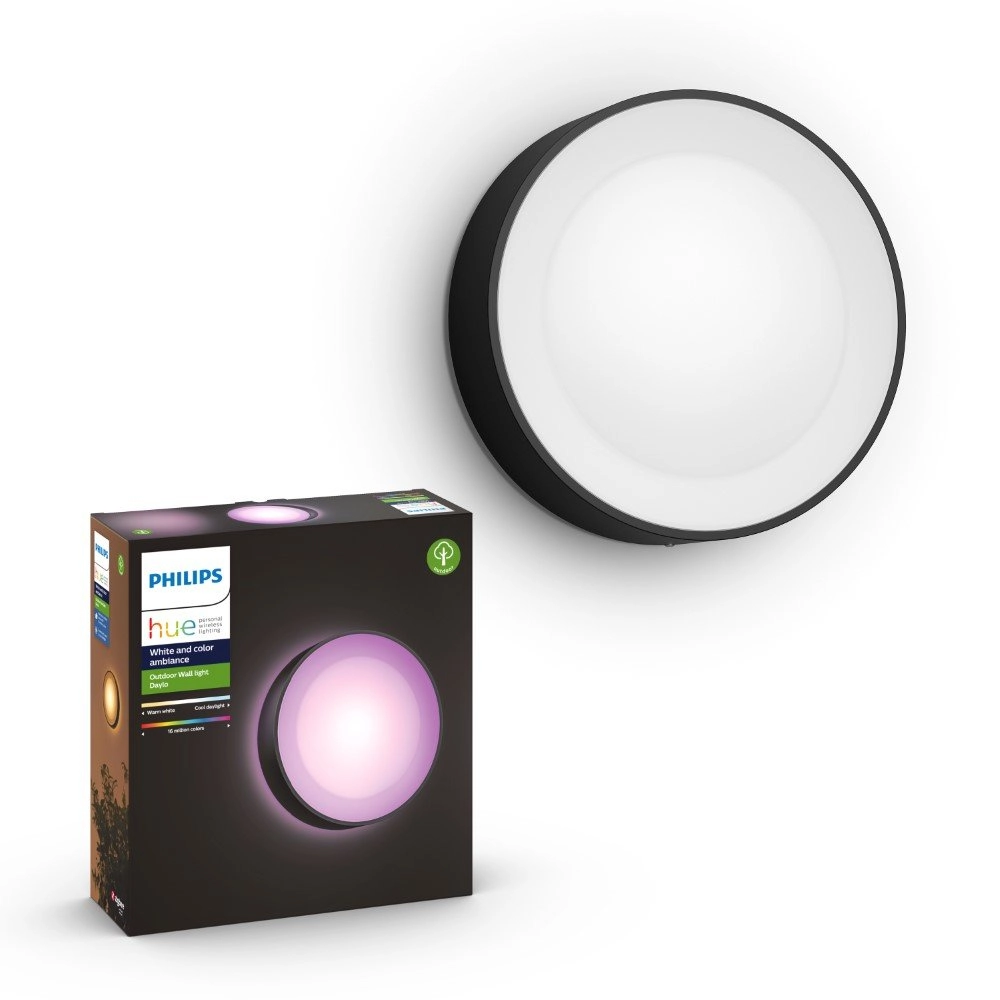 Lampe d'extérieur ronde Hue Daylo noir Philips 8718696174401