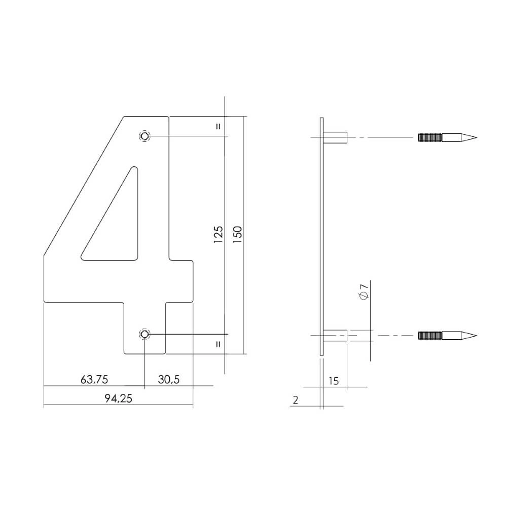 Maison numéro 4 Numbra Acier inoxydable 150x2mm Intersteel 8714186126738