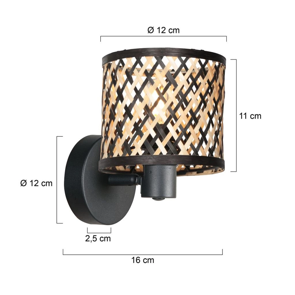 Lampe murale Sumba avec un bonnet en bambou Ø12cm Steinhauer 8712746182811