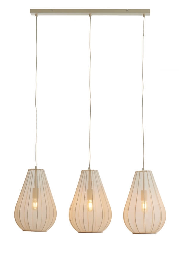 Suspension Japandi Itela Crème 3 lumières 80cm Suspension Japandi Itela Crème 3 lumières 80cm