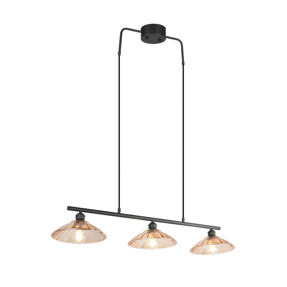 Lampe pendante classique Eluna Noir à 3 lumières Trio 4017807682502