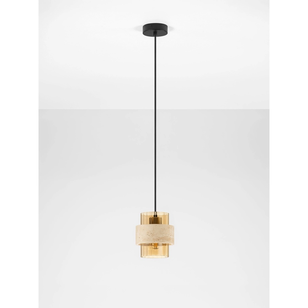 Lampe pendante moderne Melony Verre ambré avec brun sable Lyora 5212063501249