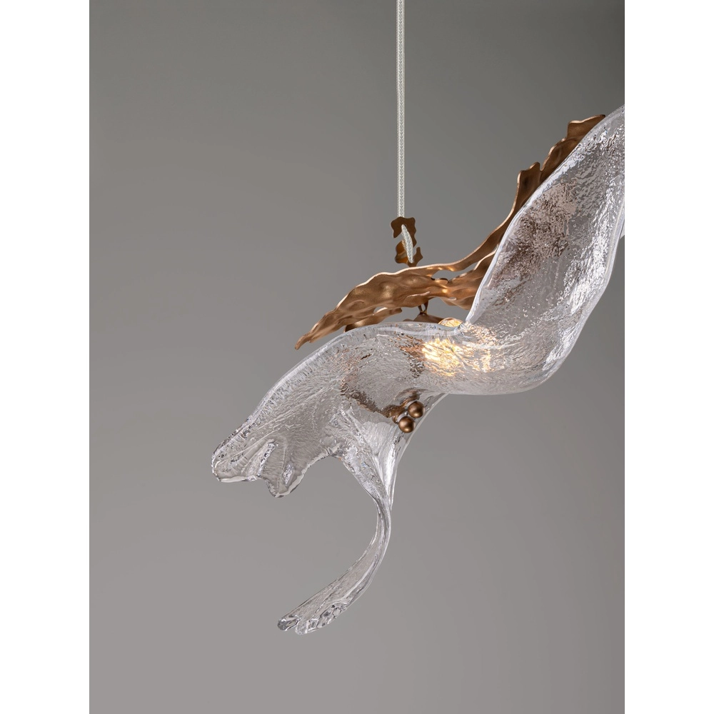 Lampe pendante dorée Avesa avec du verre transparent Lyora 5212063500419