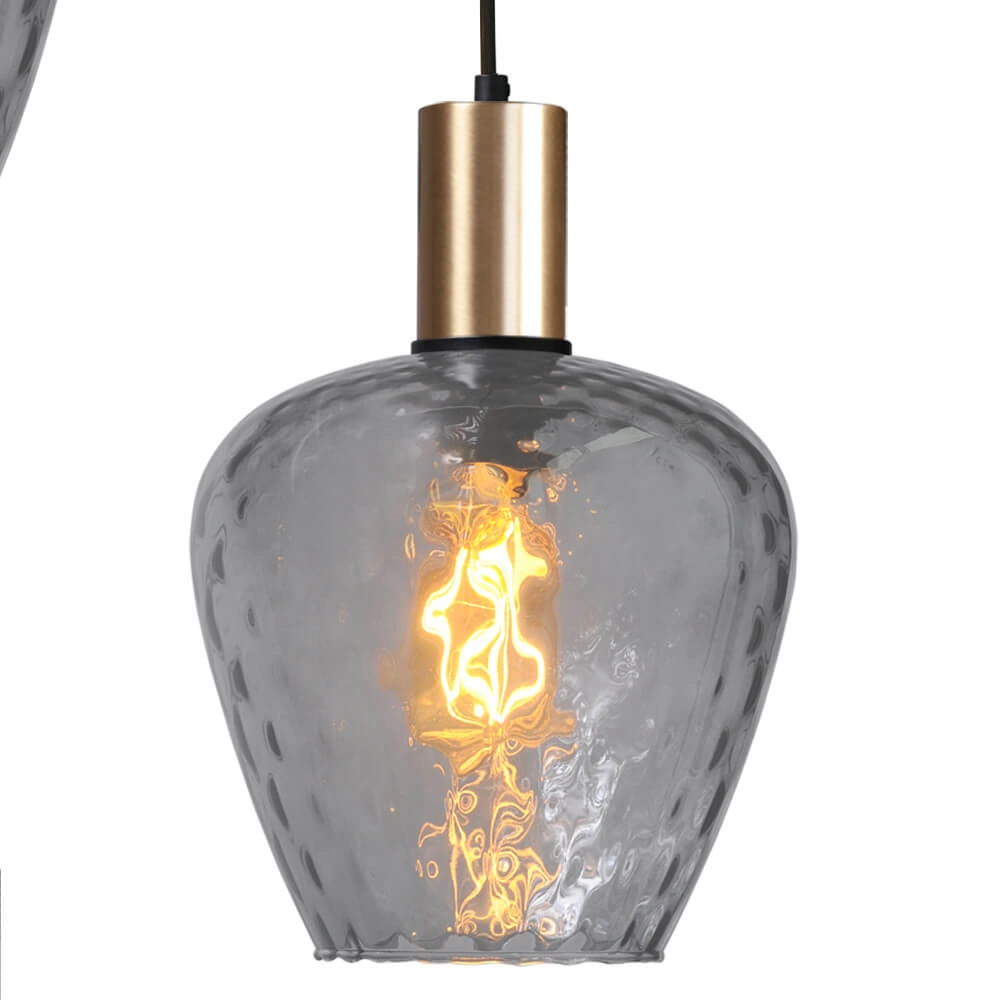 Suspension loft 3 lumières - or - Porto avec des verres à fumée Diamond Masterlight 8718121270760