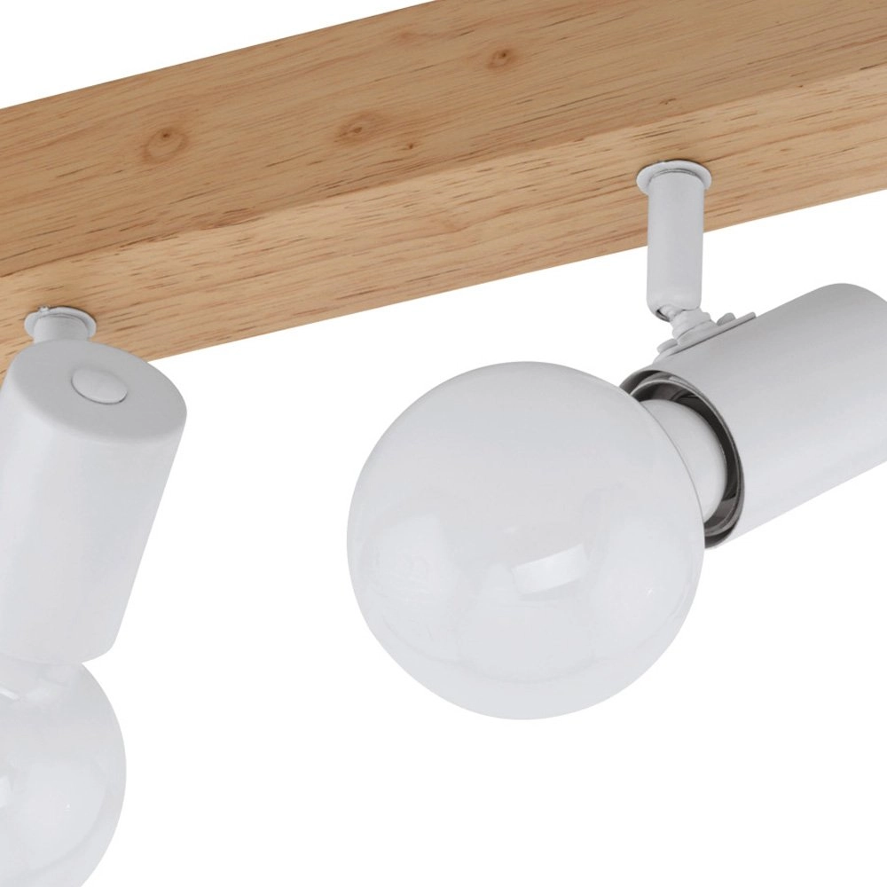 Spot de plafond Townshend 3 3 lumières bois marron avec blanc Eglo 9002759994846