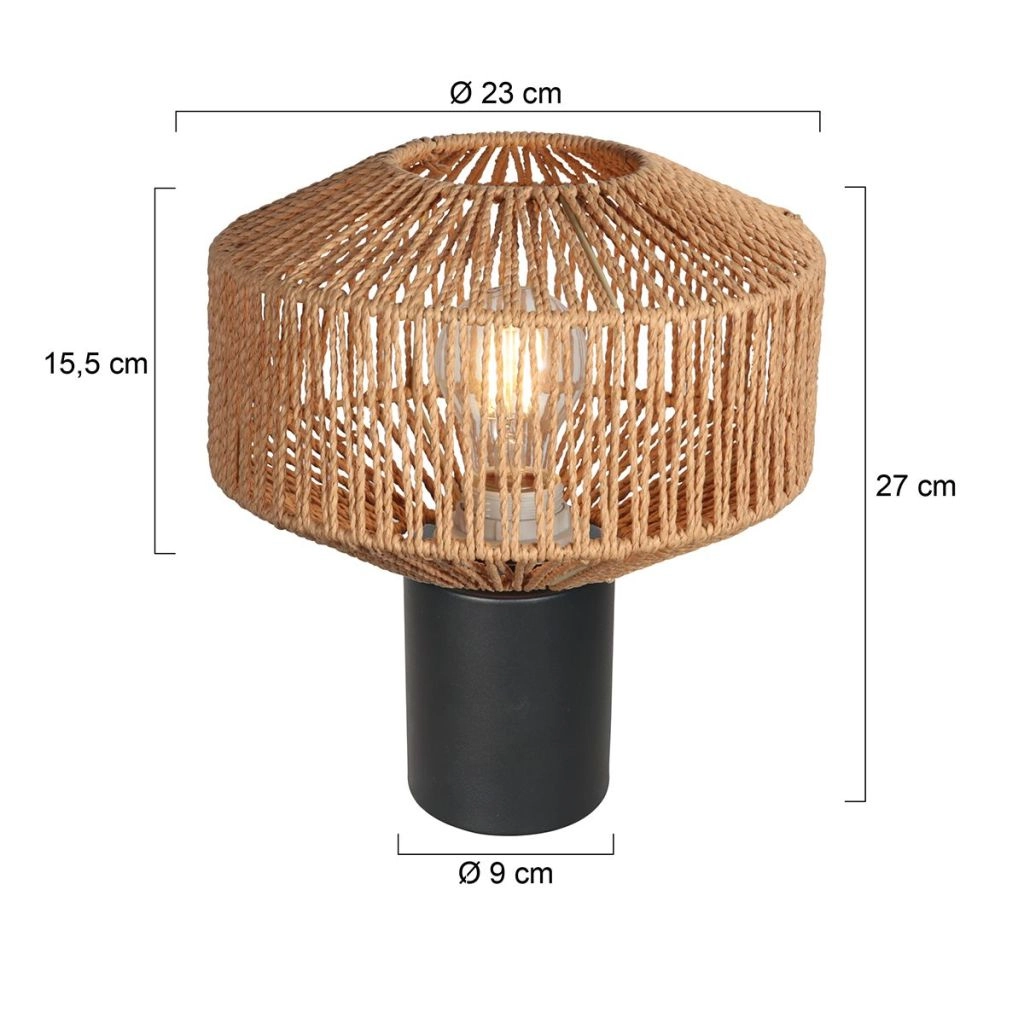 Lampe de table Ropex avec teinte en rotin Ø23cm Steinhauer 8712746182941