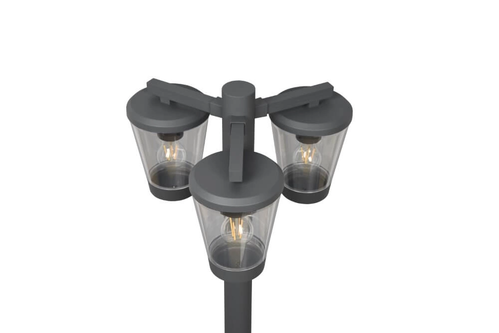 Lanterne de jardin Cavado 3 lumières 220cm anthracite Trio 4017807506228