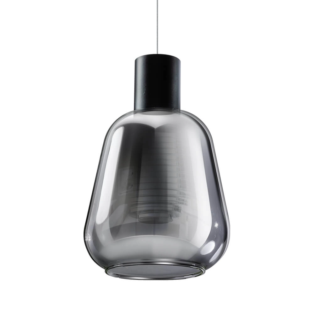 Lampe à suspension en verre Gary noir avec verre fumé