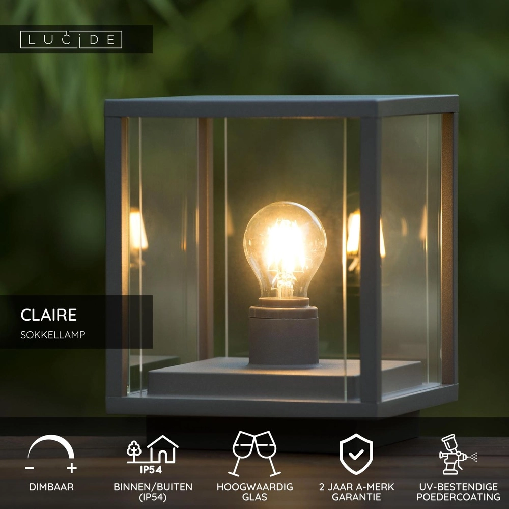 Lampe à piédestal Claire Pour les fondations anthracite Lucide 5411212271501