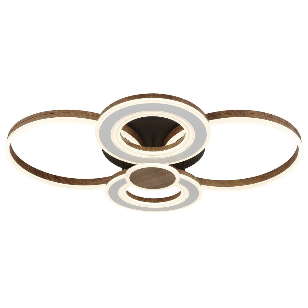 Lampe de plafond à design Mara noir avec un aspect bois