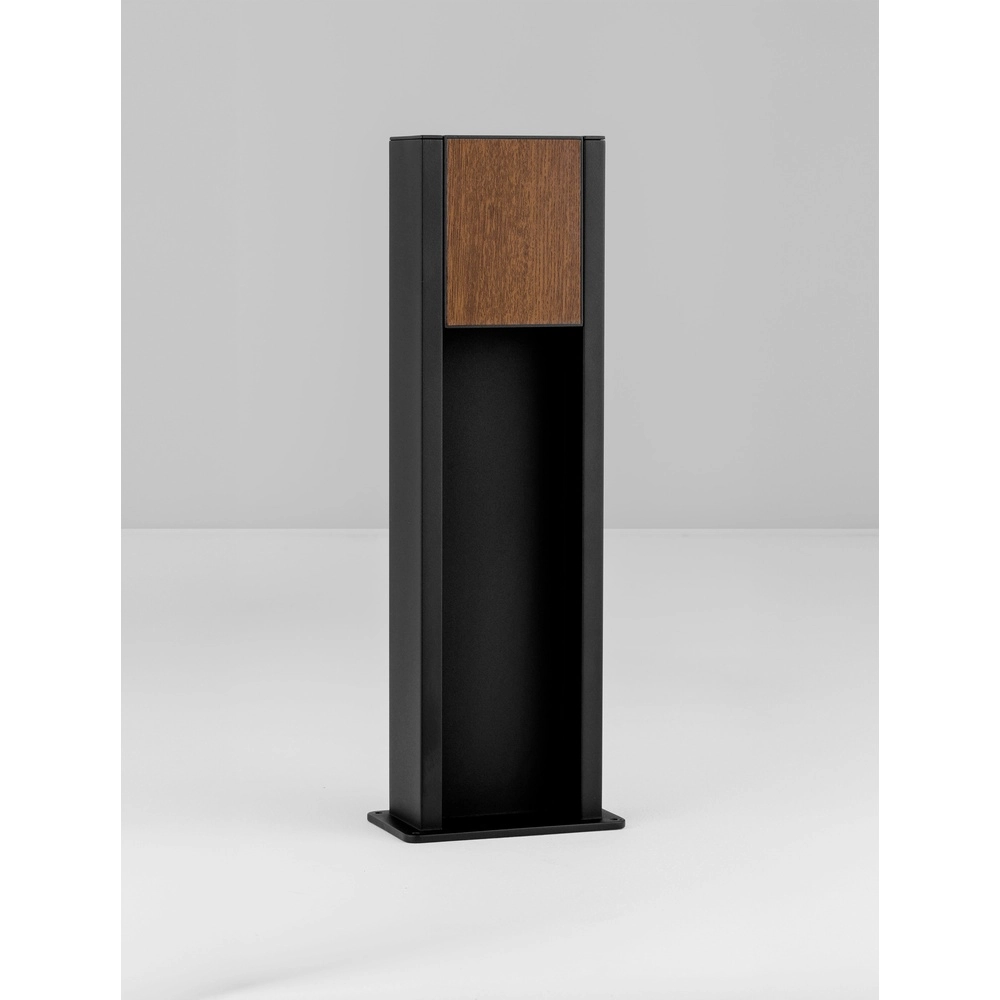 Lampe de jardin Kioo noir avec bois Lyora 5212017478801