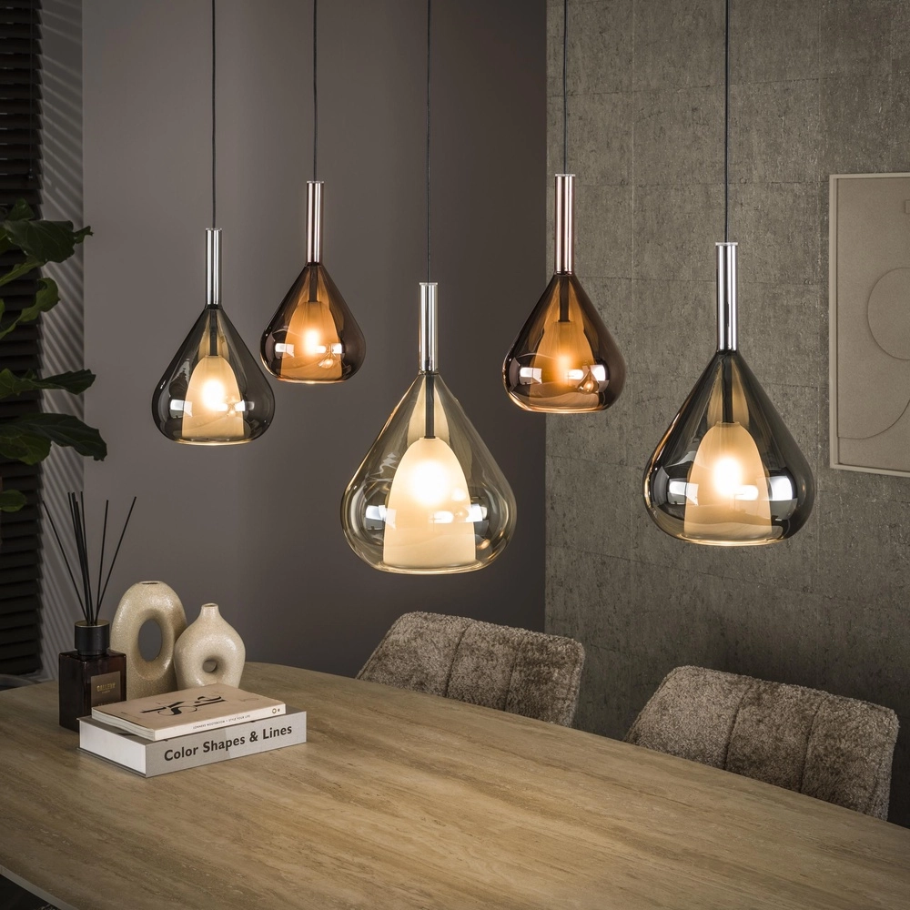 Lampe pendante de table à manger Wings 5 lumières - Ø 24cm verre