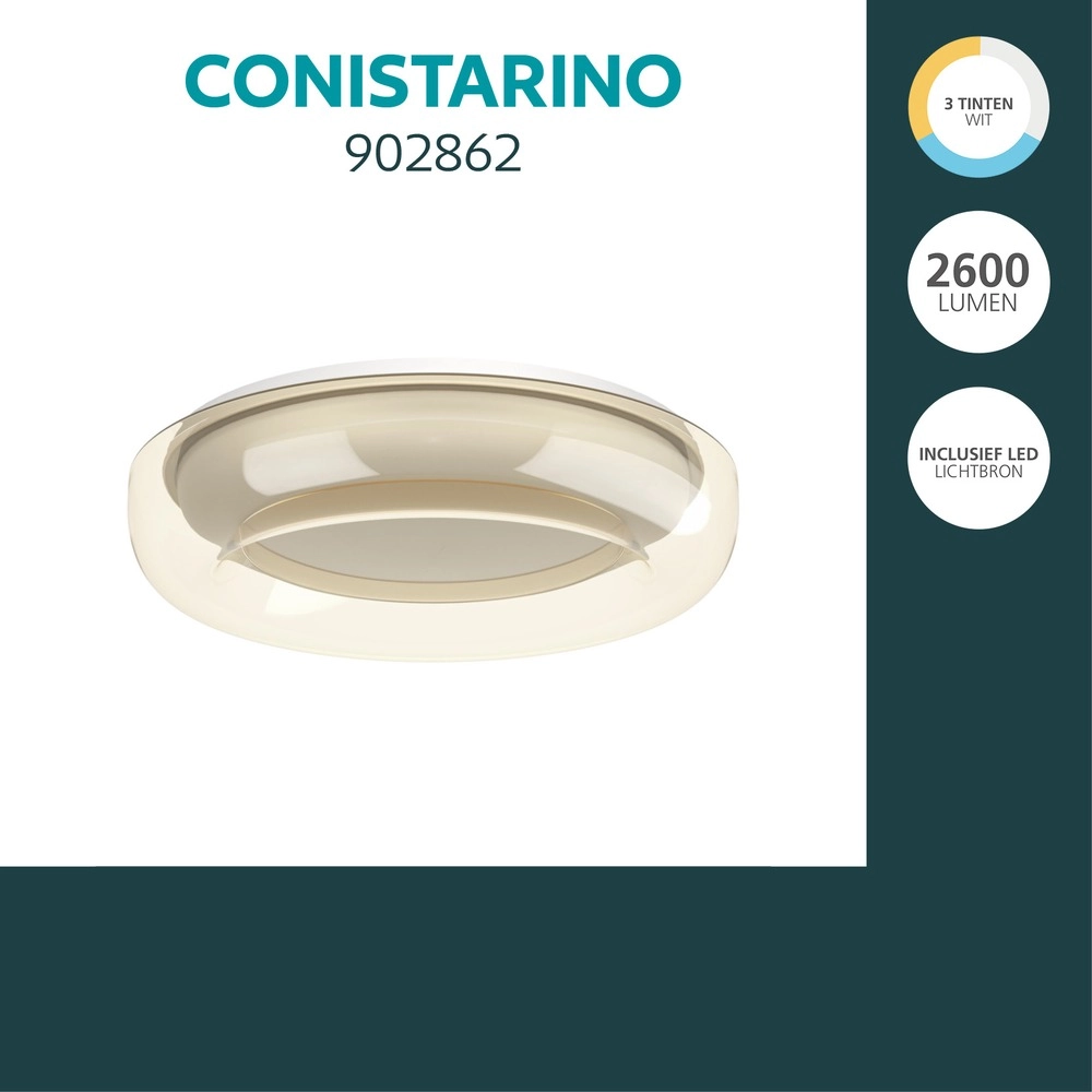 Lampe de plafond à design Conistarino Ø 40 cm blanc avec du brun Eglo 9008606399727
