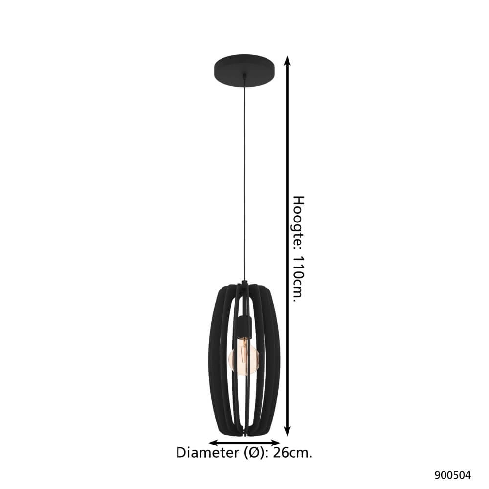 Lampe suspendue noire Bajazzara Ø 26 cm Eglo 9008606244348