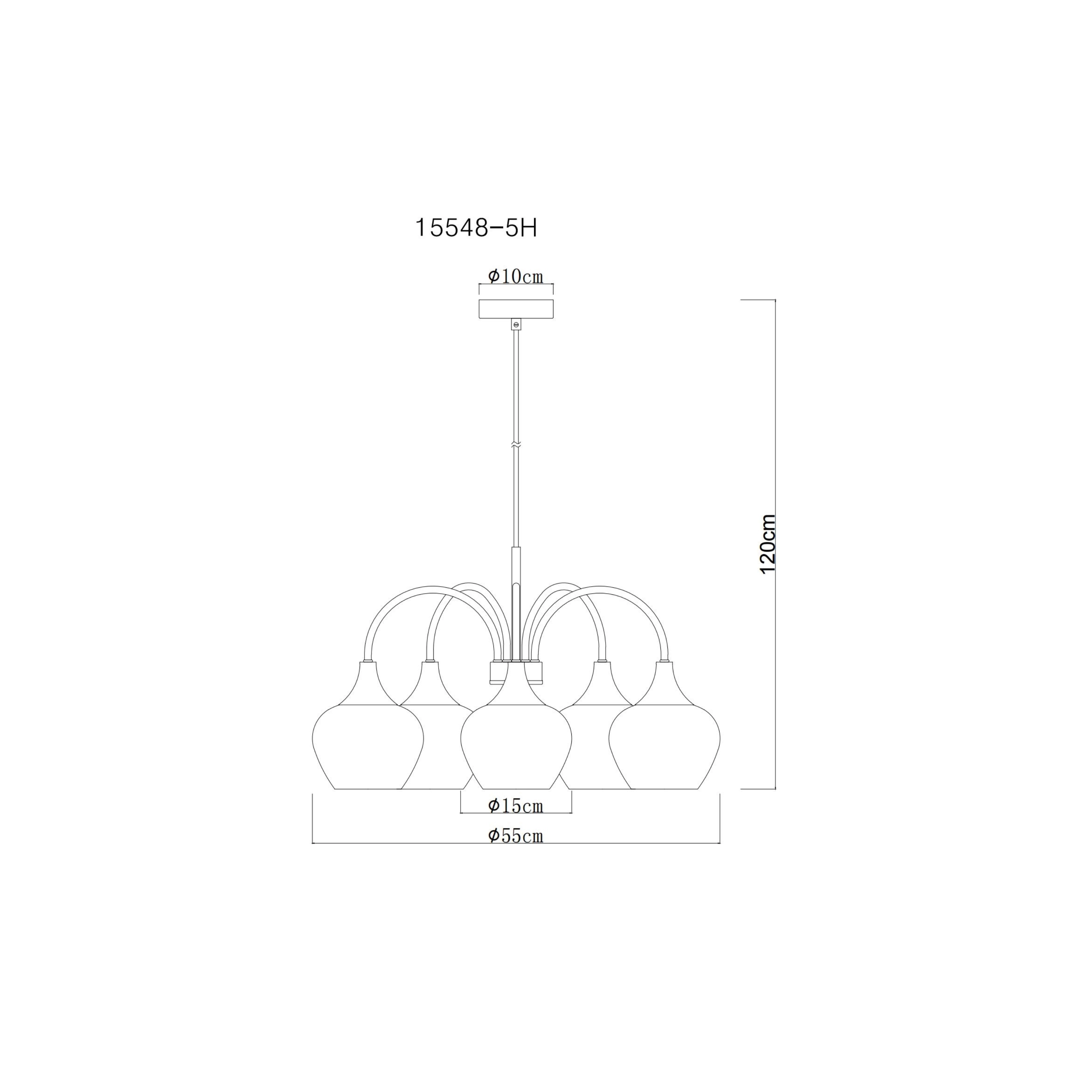 Suspension 5 lumières Maxy noir avec verre fumé Globo 9007371474189