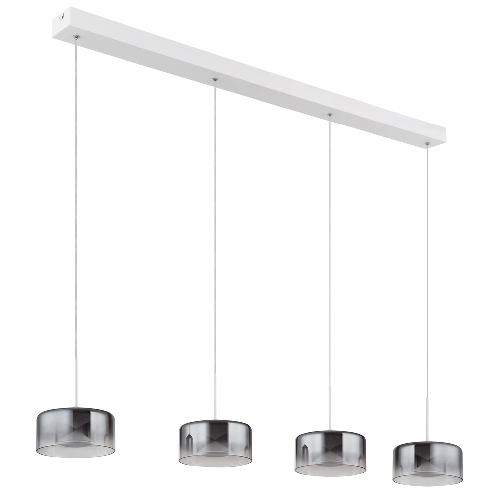 Lampe pendante de conception Belinda Blanc 4 lumières avec verre fumé Globo 9007371566372