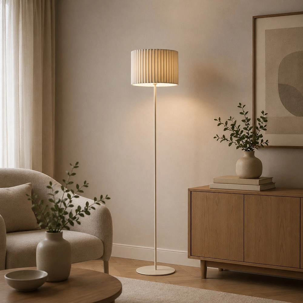 Lampe de pied Velin brun sable Brilliant 4004353476808