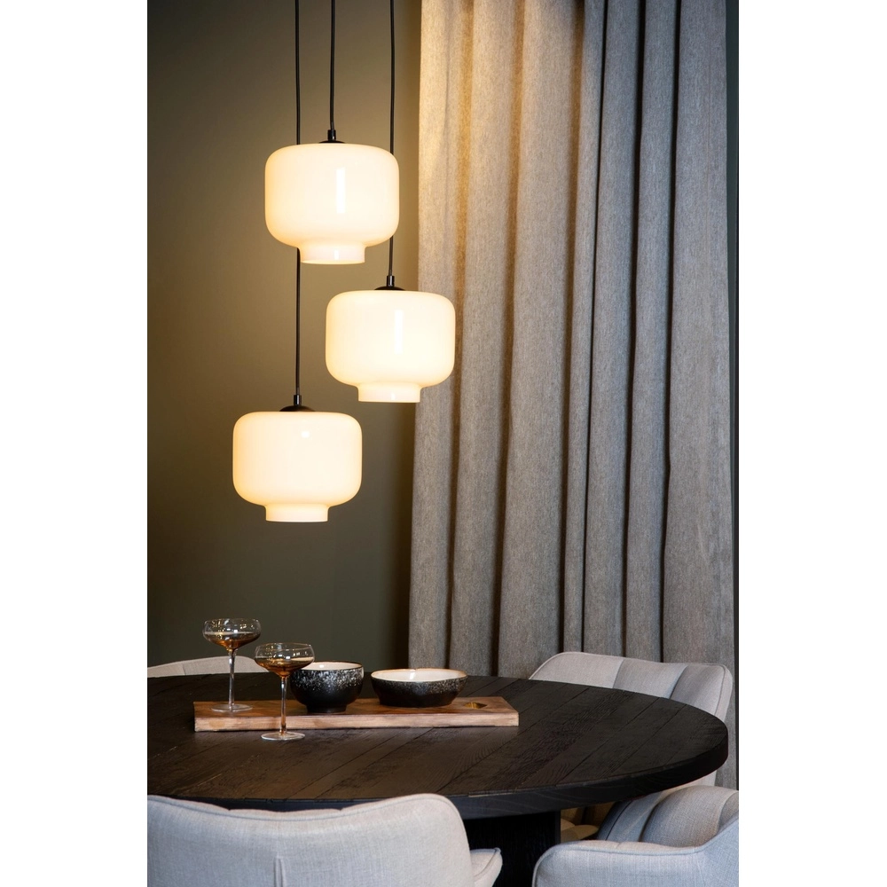 Lampe pendante ronde Medine 3-noir clair avec opale Lucide 5411212460981