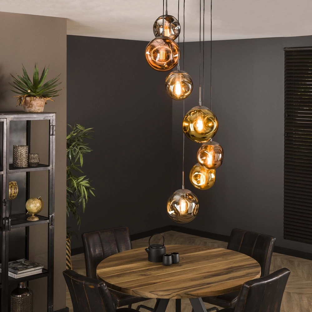 Lampe pendante Vide Stellar 7 boules de verre