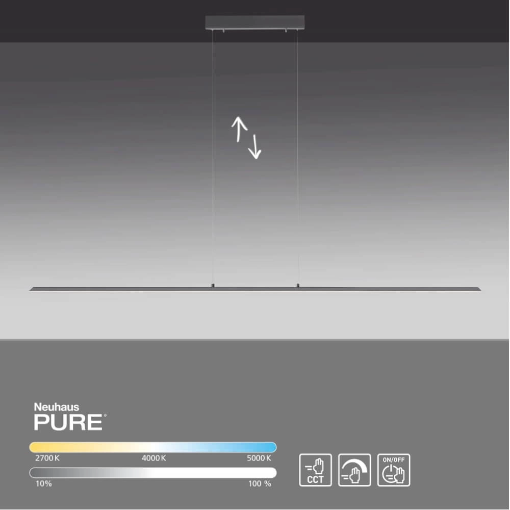Lampe suspendue design Pure Lite 160 cm anthracite Paul Neuhaus 4012248344897