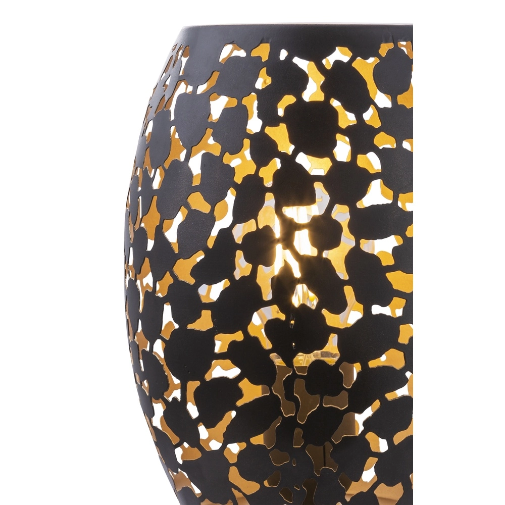 Lampe de table Narri noir avec or - trous grossiers Globo 9007371378555