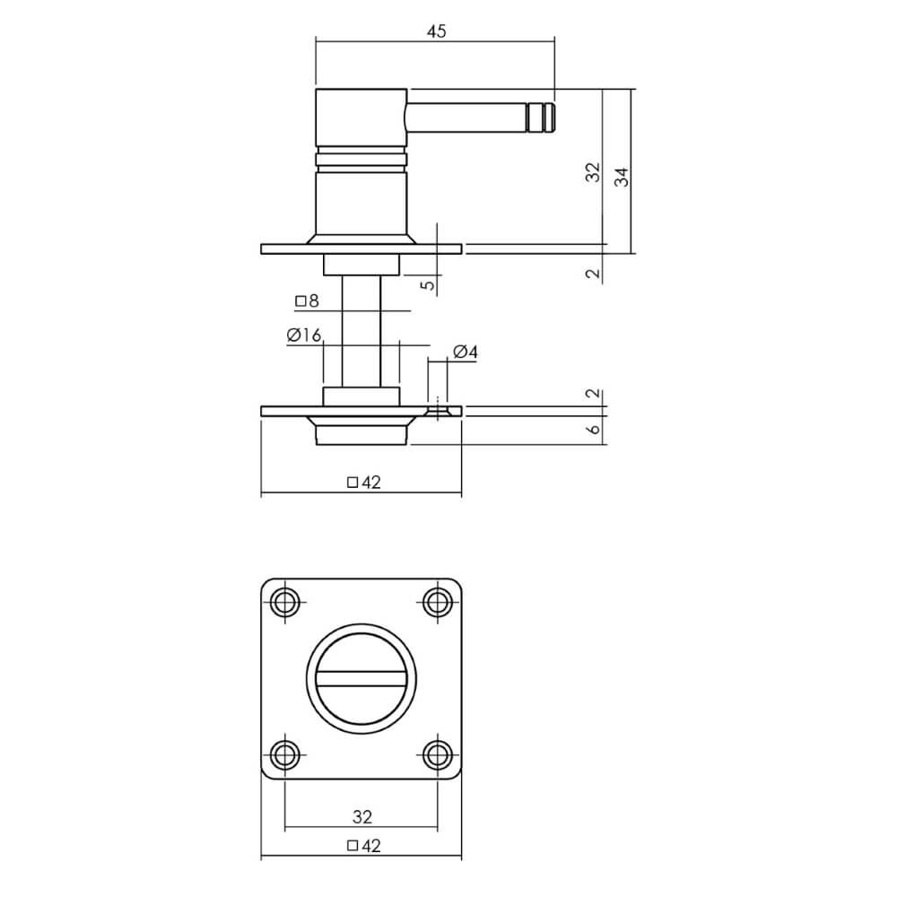 Fermeture des toilettes Tira Rosace carrée en acier inoxydable Intersteel 8714186106457