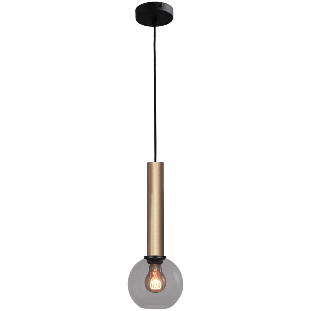 Lampe suspendue Ø 15cm Bella 2 Laiton doré avec verre fumé Lampe suspendue Ø 15cm Bella 2 Laiton doré avec verre fumé