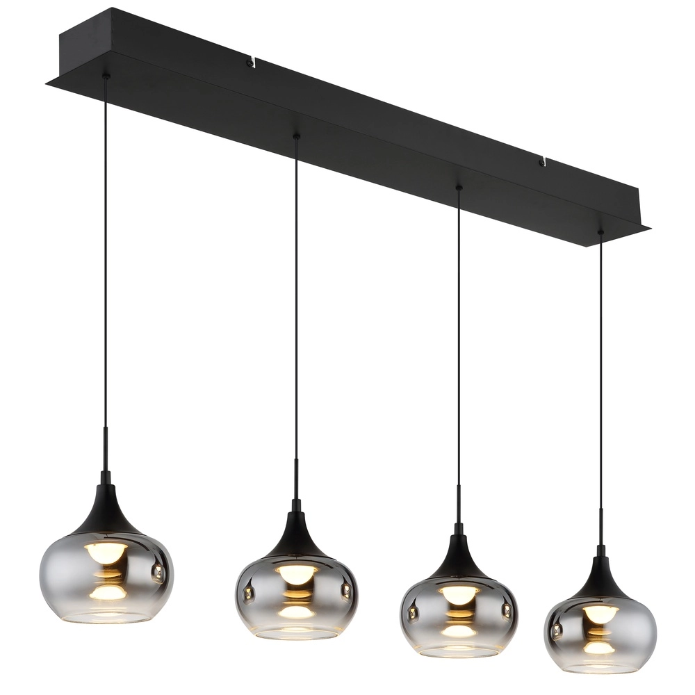 Lampe pendante de conception Lui Noir à 4 lumières
