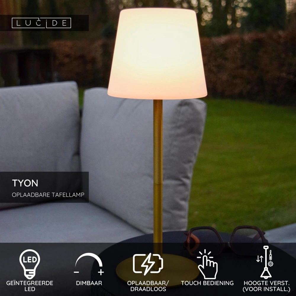 Lampe de table rechargeable Tyon Or Lucide 5411212134738