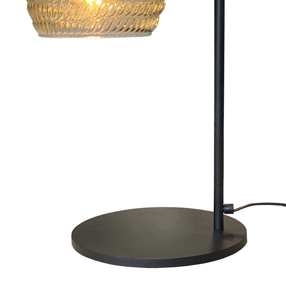 Lampe de table noire Quinto avec verre strié Masterlight 8718121250946