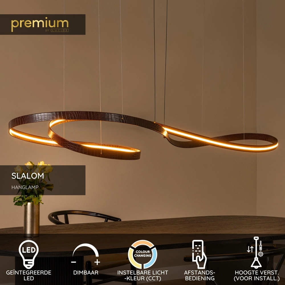 Lumière suspendue LED moderne Slalom Café brun avec effet Premium by Lucide 5411212135148