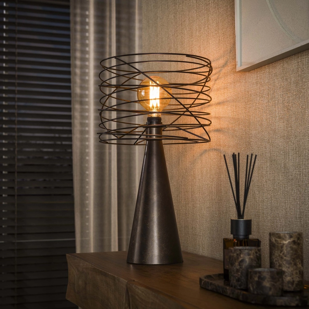 Lampe de table marron urbain Curl avec capuchon de fil
