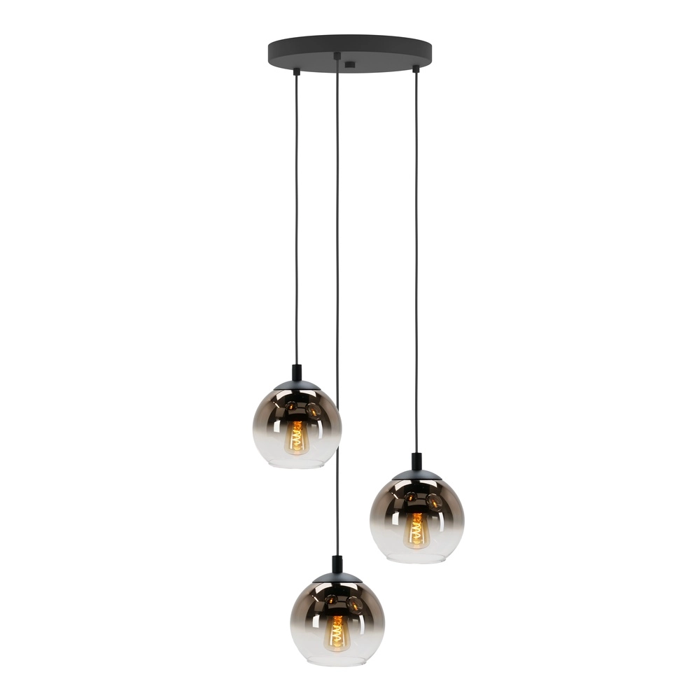 Suspension Ariscani 1 3 lumières noir rond