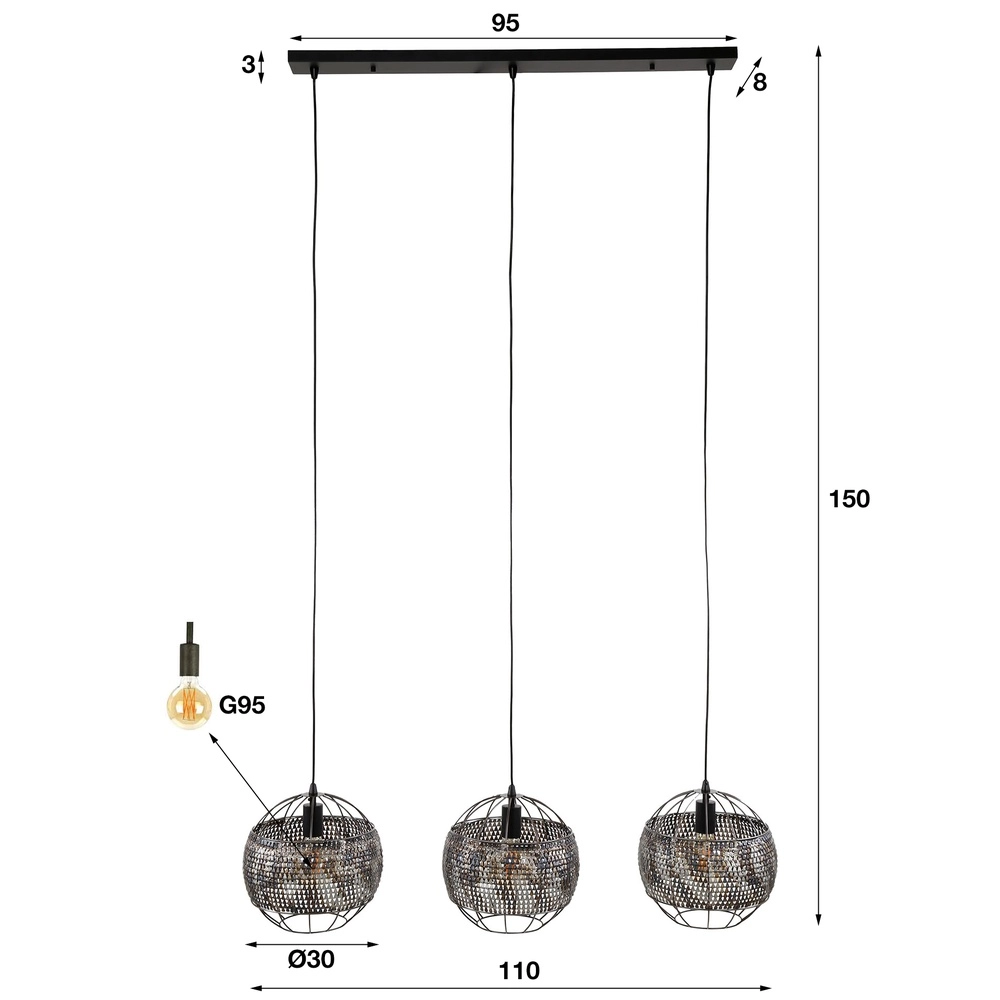 Lampe suspendue à l’échelle Armor 3x Ø 30cm Lyora 8716803512887