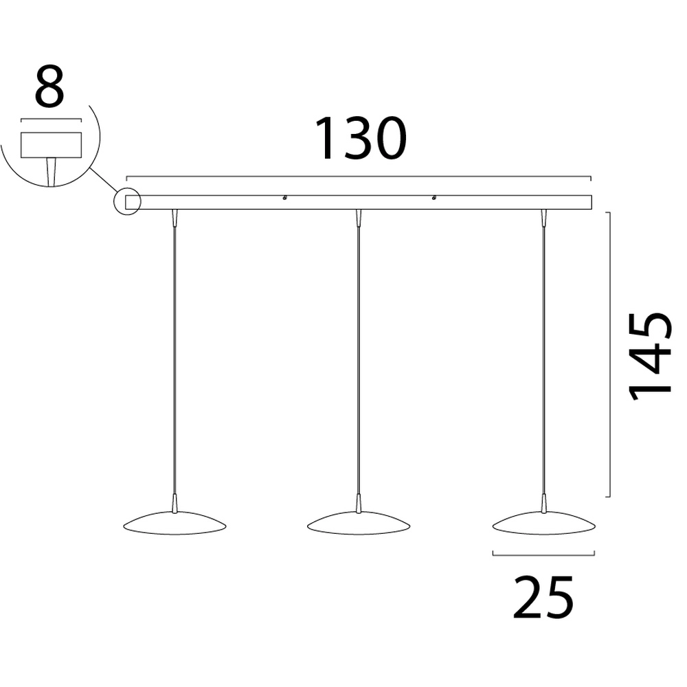 Lampe pendante à 3 lampes Scala 130cm noir avec or Ø 25cm Masterlight 8718121296500