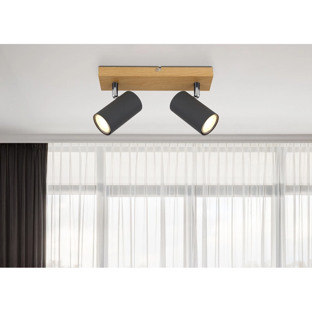 Lampe de plafond à deux lampes Robby bois Globo 9007371430529