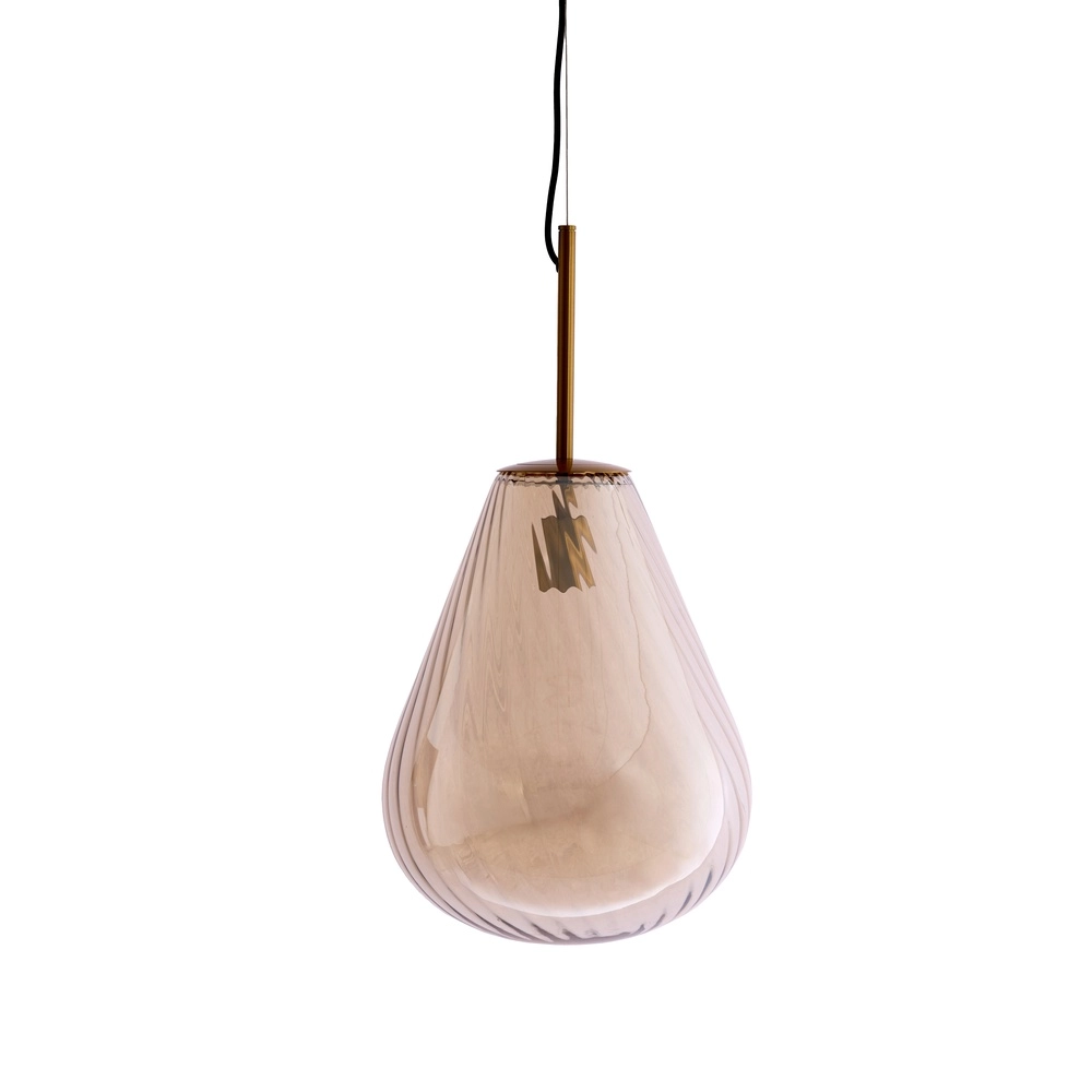 Lampe suspendue en verre Leona Ø 33cm - verre ambré