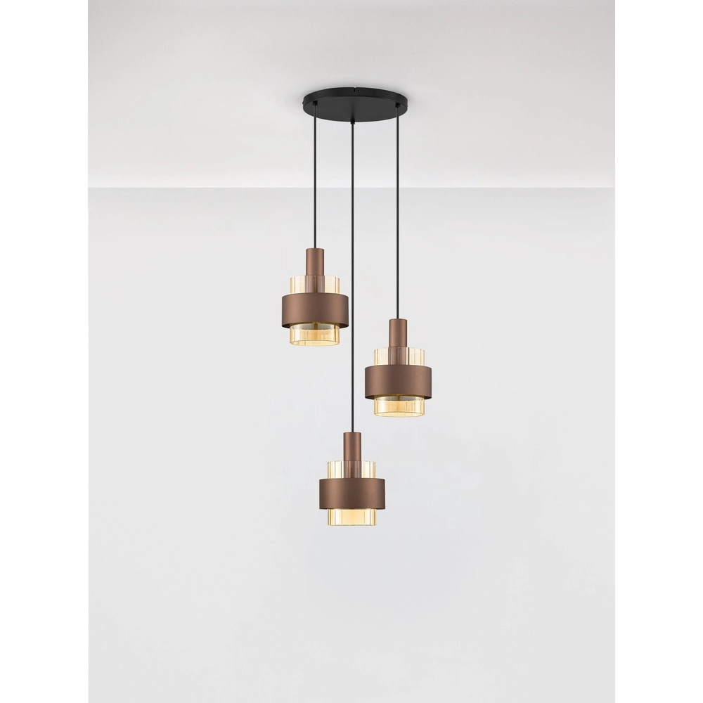Lampe pendante moderne Serena 3 café brun clair Lyora 5212063501140