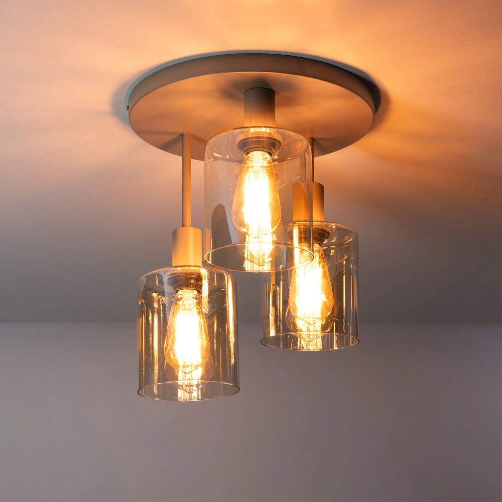 Projecting lampe de plafond Sepiora Brun sable rond à 3 parties