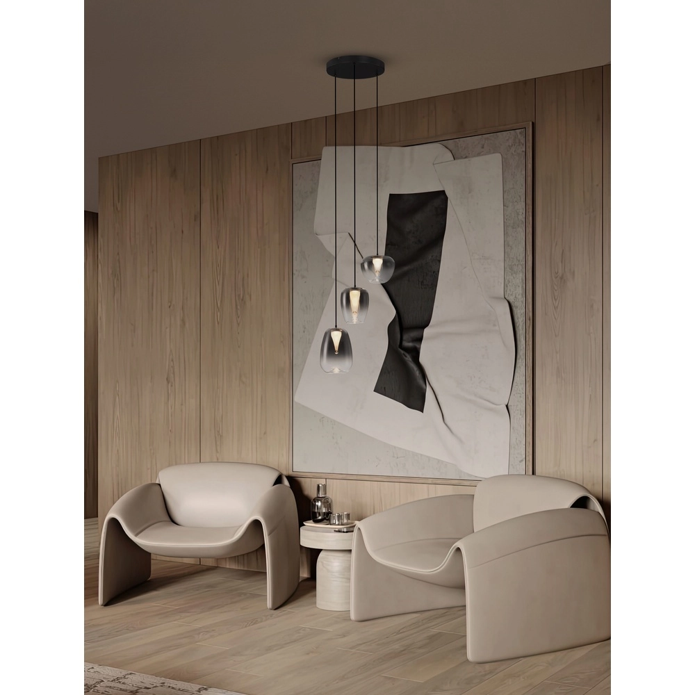 Suspension design Oblo Verre fumé à 3 lumières Lyora 5212017474124
