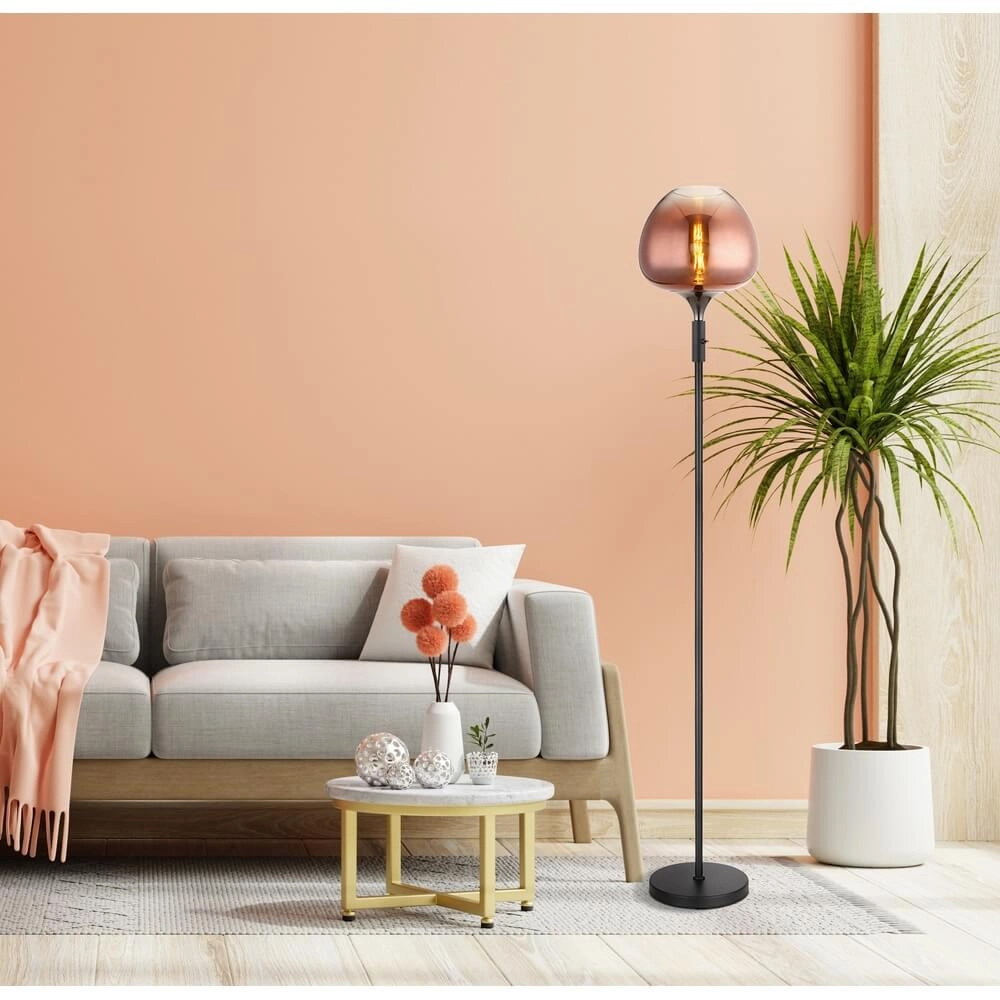 Lampadaire noir Maxy avec verre rouge Ø 29cm Globo 9007371450992