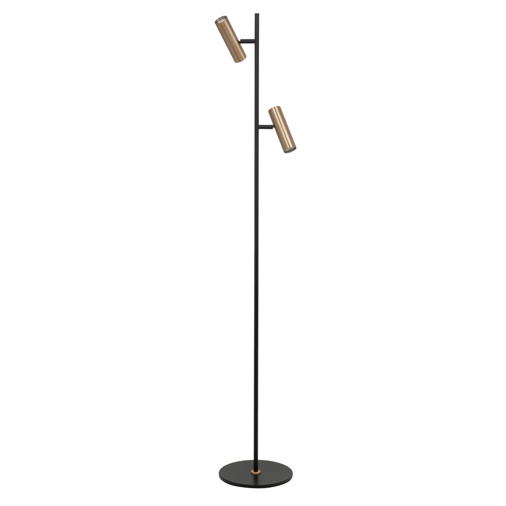 Lampadaire Trend 2 lumières noir avec laiton