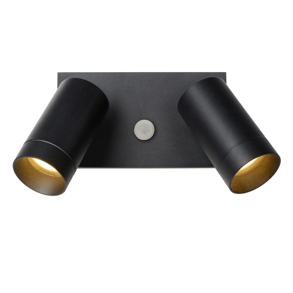 Projecteur mural Taylor Double IP54 avec capteur noir Lucide 5411212092717