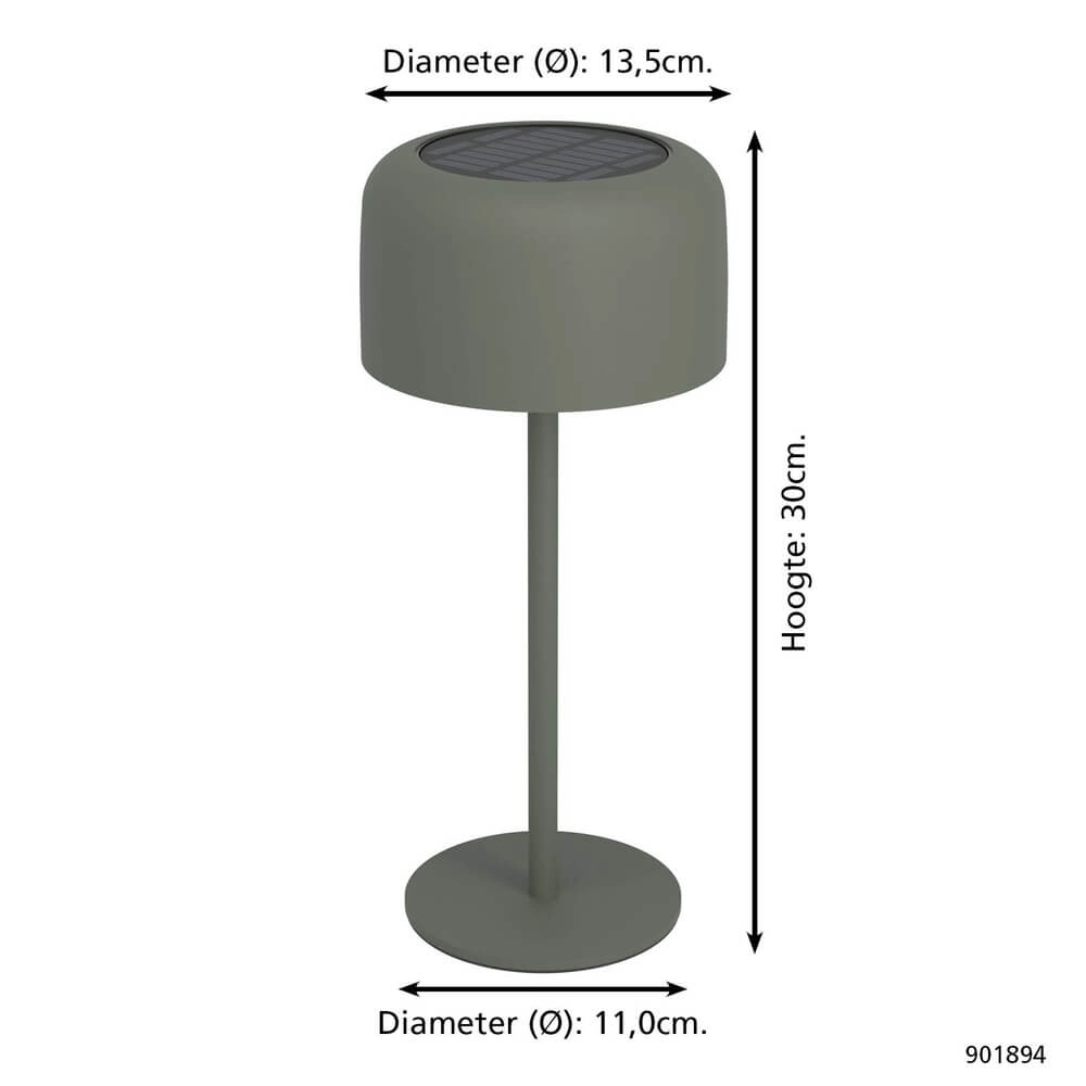 Lampe de table élégante Roccanova Vert solaire avec USB Eglo 9008606355051