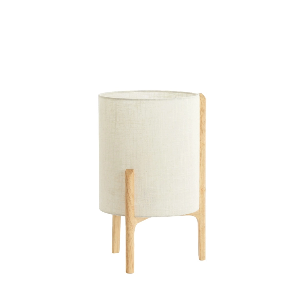 Lampe de table Litto Ø 28cm - aspect bois avec lin naturel Light & Living 8717807792701
