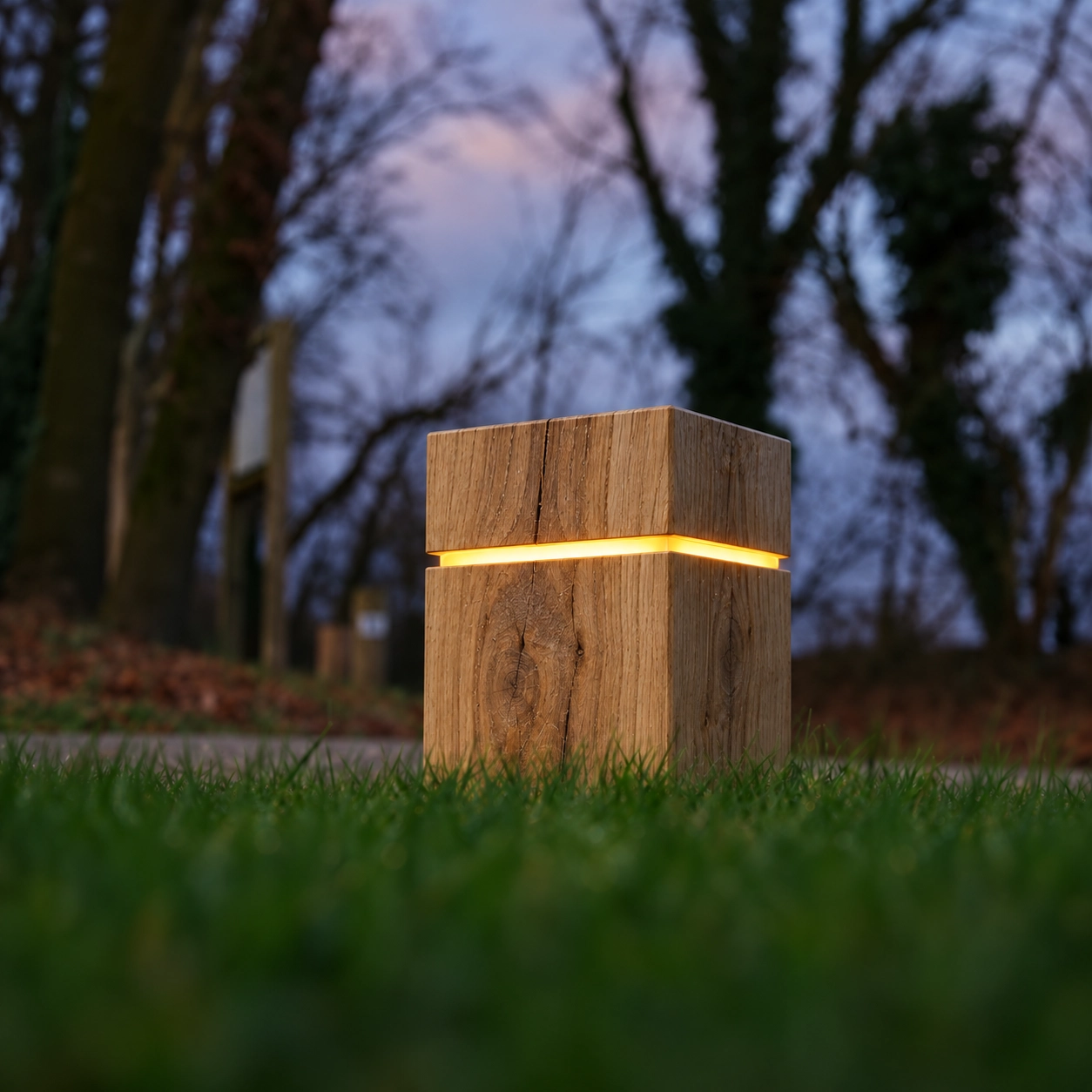 Éclairage en bordure en bois Rondo Marronnier - 31,5 cm - 2700K - carré
